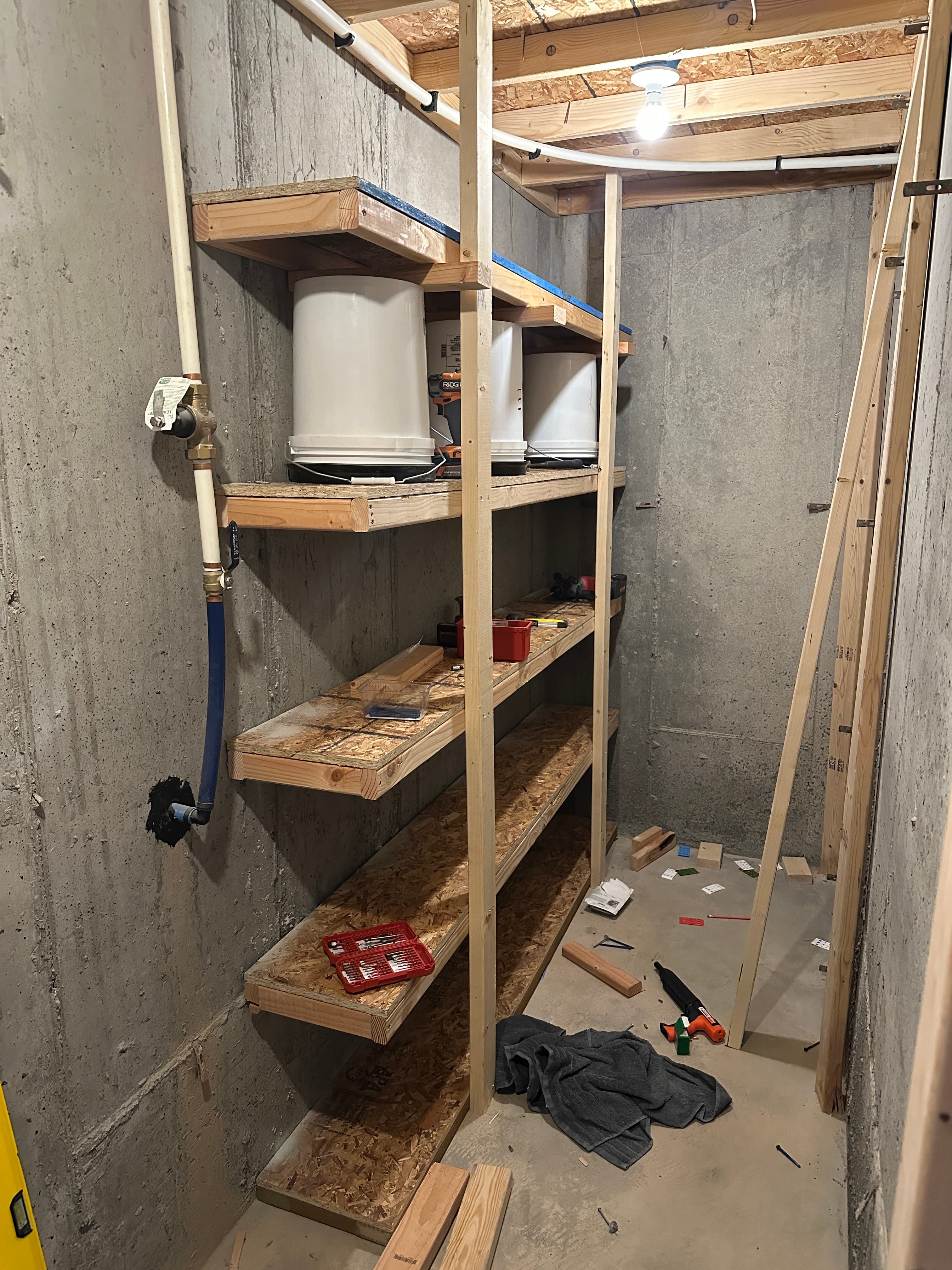 first set of shelves